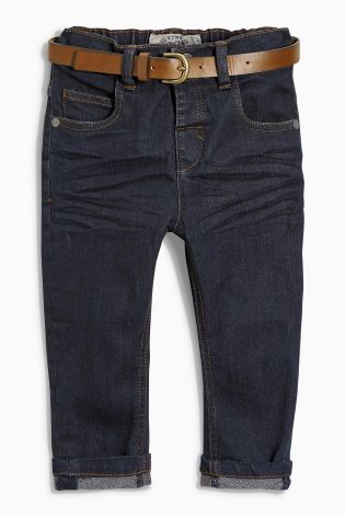 Dark Blue Stretch Belted Jeans (3mths-6yrs)